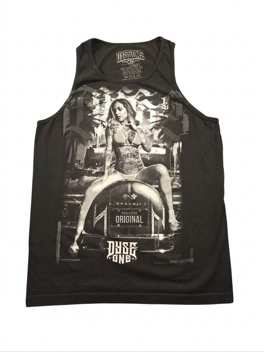 Dyse One Graphic Tank Top Lowrider Chicano Streetwear Black Men's Size Large L